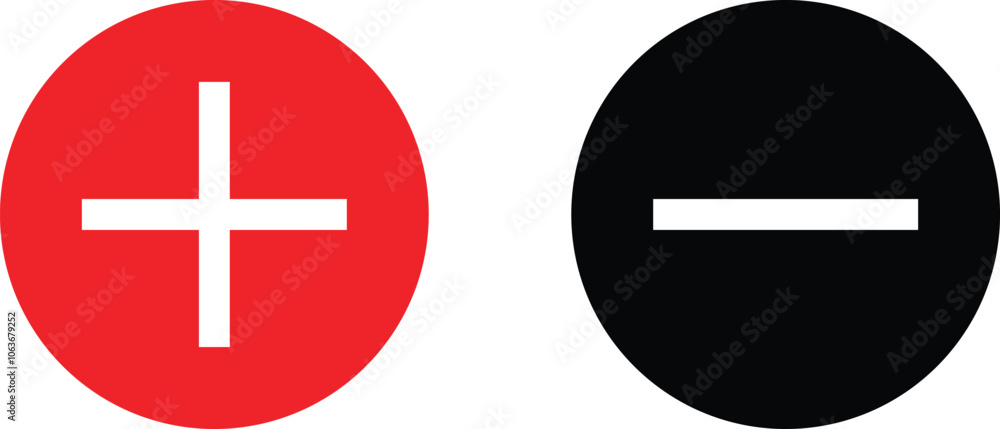 Fototapeta premium Plus, minus, add and subtract icon set. plus icon set vector