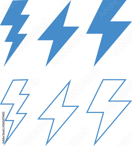 flash lightning bolt icon set. flash thunder power icon. Electric symbols set. Electric lightning symbols. Flash light sign. Electric vector icons, Bolt lightning flash icons