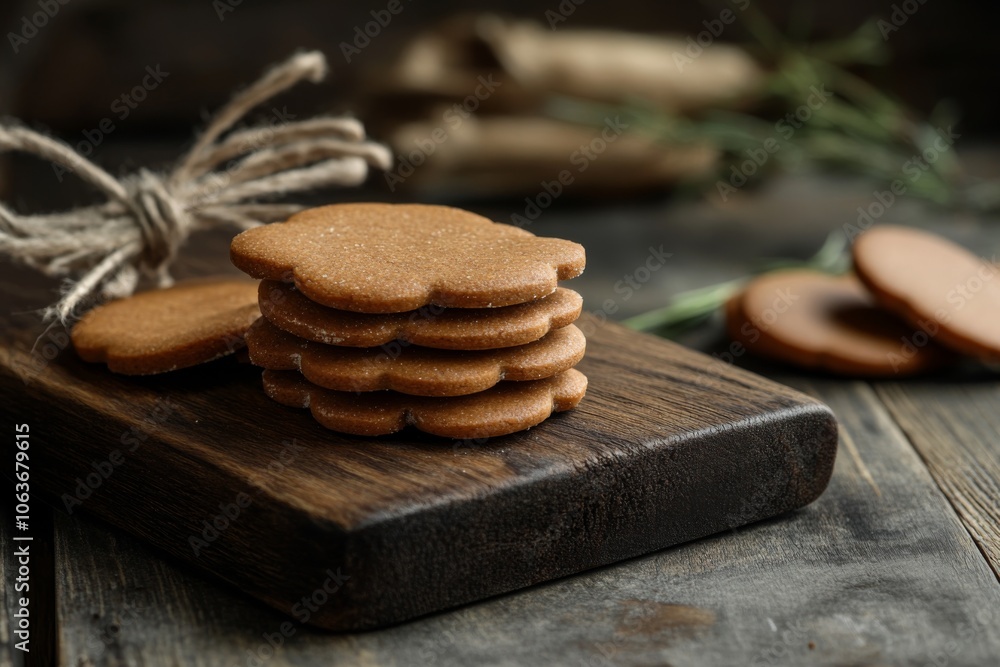 Homemade Gingerbread Cookies on Rustic Wooden Cutting Board Homemade Gingerbread Cookies on Rustic Wooden Cutting Board