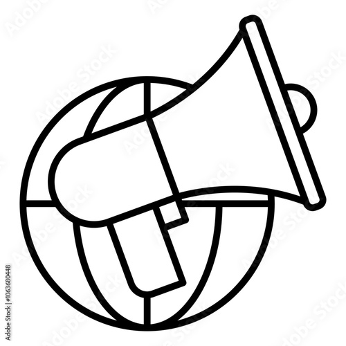 global promotion icon, outline vector illustration
