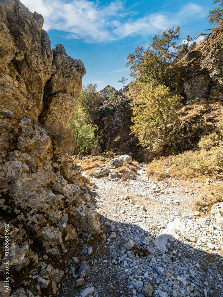 Pathway at Imbros Gorge, Crete Island, Greece Pathway at Imbros Gorge, Crete Island, Greece
