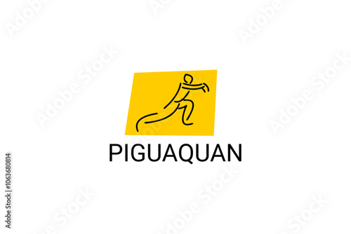 Piguaquan (chop-hanging fist) sport vector line icon. sportsman, fighting stance. sport pictogram illustration.
