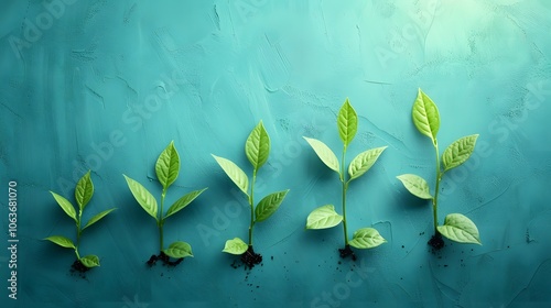 Green Seedling Buds and Leaves Emerging from Earth Early Spring Nature Concept