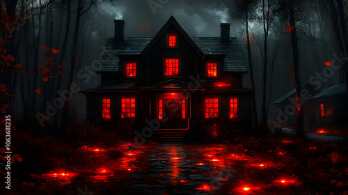 Dark House in the Woods Ill...