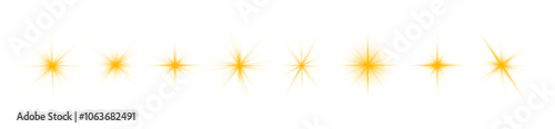 Golden sparks, sun rays, lens flare, yellow star