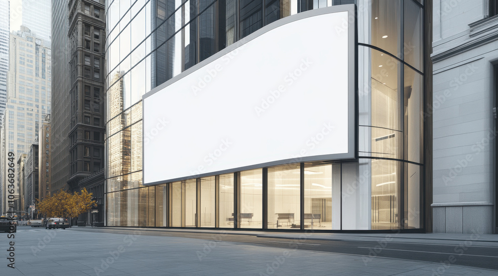 modern building with large blank white wall, perfect for digital advertising, stands in urban setting. sleek design and glass facade create contemporary atmosphere modern building with large blank white wall, perfect for digital advertising, stands in urban setting. sleek design and glass facade create contemporary atmosphere