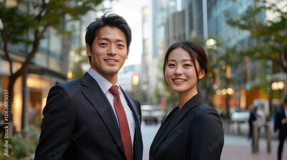 近代的な街路環境におけるプロフェッショナルな都市ビジネスチーム