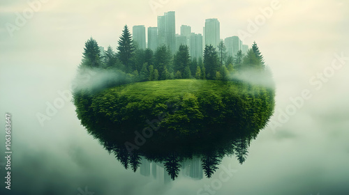 Floating Island with City S...