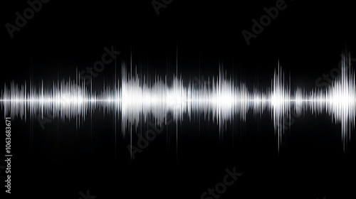 White music audiograph waveform sound wave on black background. created with Generative AI technology