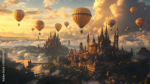 Fantasy Cityscape with Hot ...