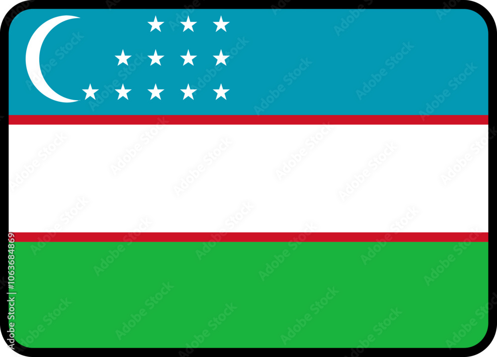 Uzbekistan Flag Rounded Rectangle Icon Uzbekistan Flag Rounded Rectangle Icon