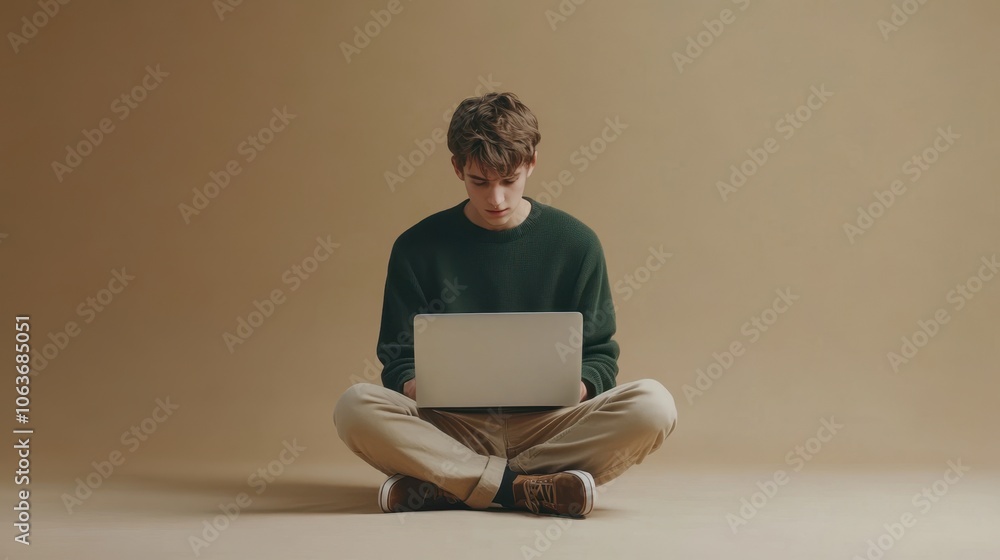 The Young Man with Laptop The Young Man with Laptop