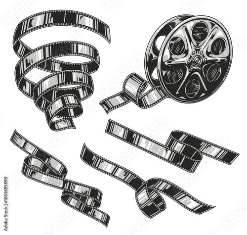 Artistic representation of film reels and strips