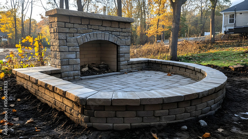 Stone Brick Fireplace Patio...