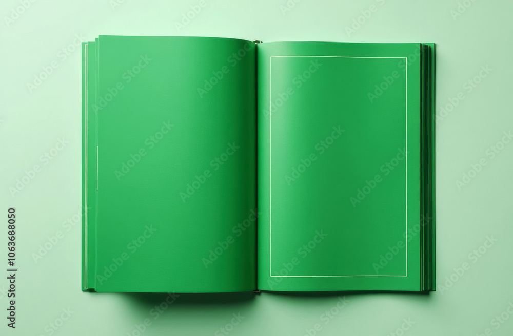 mockup open book or magazine with blank green sheets mockup open book or magazine with blank green sheets