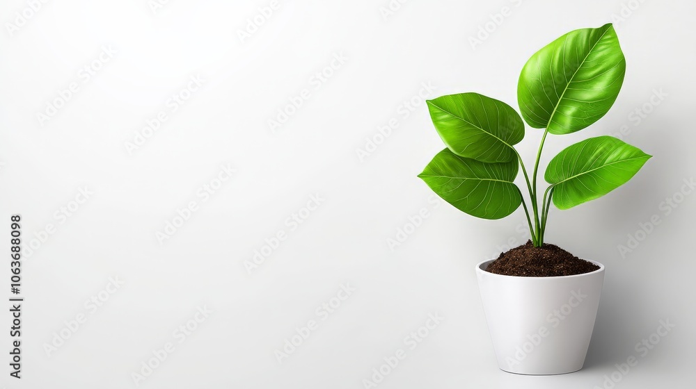 Vibrant Green Plant in White Pot Vibrant Green Plant in White Pot