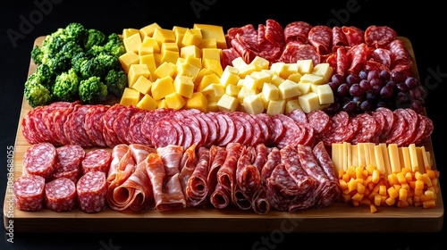 Wallpaper Mural a wooden serving board with assorted cheeses, salami, and charcuterie items Torontodigital.ca