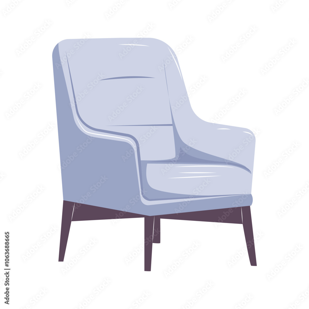 Lilac classic armchair in flat design. Light purple furniture for interior. Vector illustration isolated. Lilac classic armchair in flat design. Light purple furniture for interior. Vector illustration isolated.
