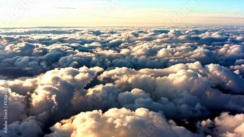 Sunrise over a sea of clouds seen from above