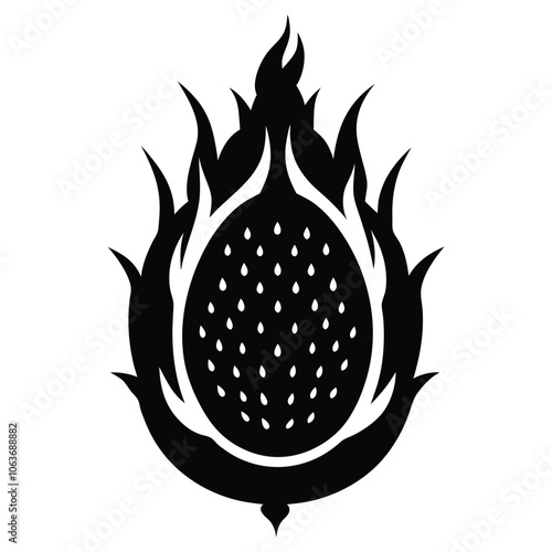  dragonfruit silhouette vector icon for an exotic fruit design
