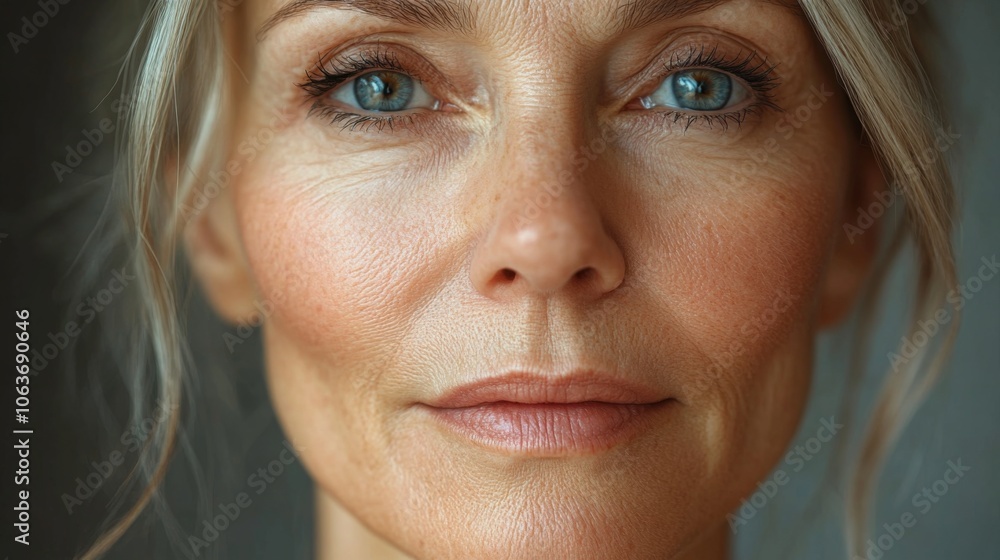 A woman gazing directly at the viewer, with her blue eyes accentuated by natural makeup and soft, warm lighting that highlights her features. A woman gazing directly at the viewer, with her blue eyes accentuated by natural makeup and soft, warm lighting that highlights her features.
