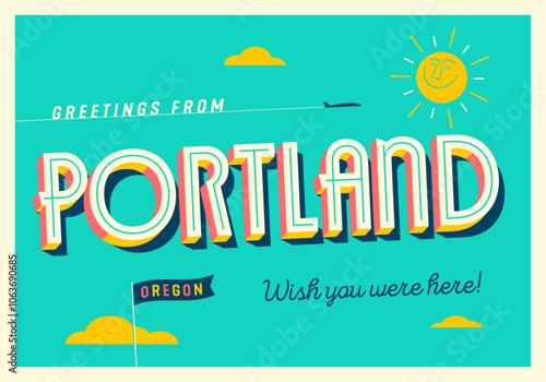 Greetings from Portland, Oregon, USA - Wish you were here! - Touristic Postcard.