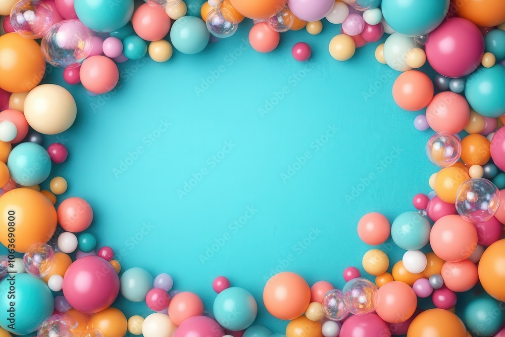 Abstract, colorful bubbles framing blank text area, playful business theme, business input field, creative energy Abstract, colorful bubbles framing blank text area, playful business theme, business input field, creative energy