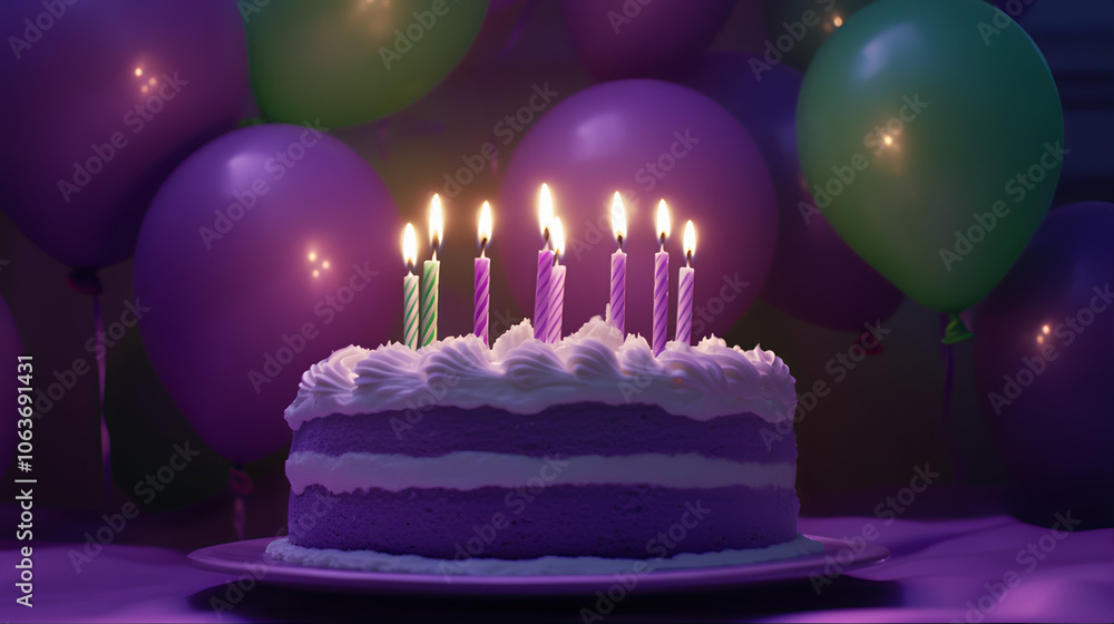 Cake with candle on balloon background. Cake with candle on balloon background.