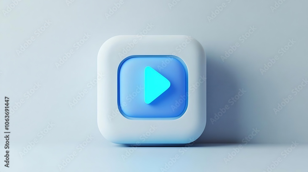 D Play Button Icon on Blue Background D Play Button Icon on Blue Background