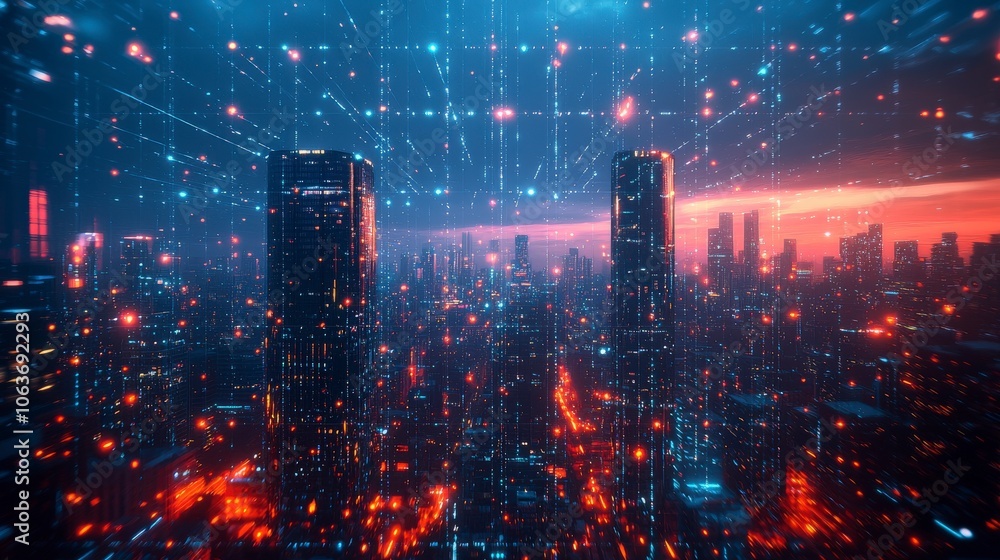 A vibrant skyline shines intensely through a post-apocalyptic landscape, where the essence of hope and resilience pierces the surreal, fiery atmosphere. A vibrant skyline shines intensely through a post-apocalyptic landscape, where the essence of hope and resilience pierces the surreal, fiery atmosphere.