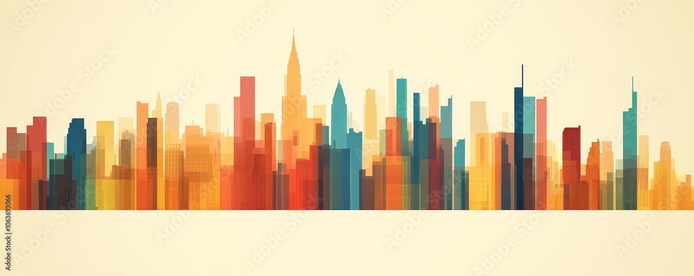 A vibrant skyline silhouette featuring colorful and stylized buildings, representing urban life and dynamic architecture against a light background. A vibrant skyline silhouette featuring colorful and stylized buildings, representing urban life and dynamic architecture against a light background.