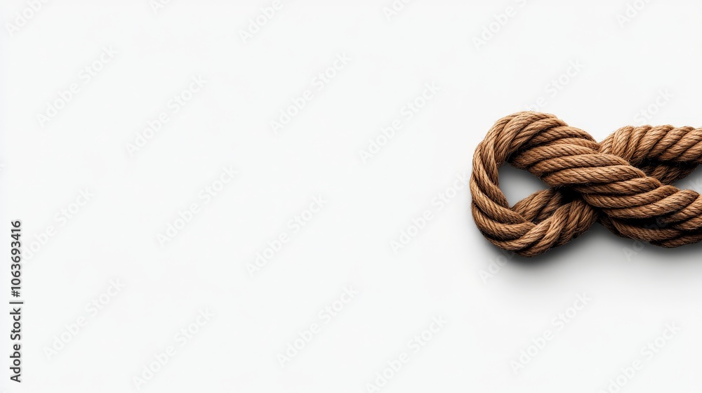Infinity Knot Rope: A close-up photo of a brown rope tied into a symbolic infinity knot, suggesting endless possibilities, strength, and connection. Infinity Knot Rope: A close-up photo of a brown rope tied into a symbolic infinity knot, suggesting endless possibilities, strength, and connection.
