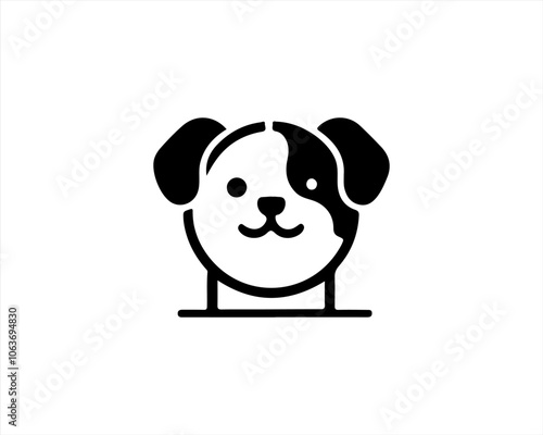 Dog head logo icon. Silhouette simple. Flat style. Black dog face.Dog logo design template. Vector illustration Animal Logotype concept. 