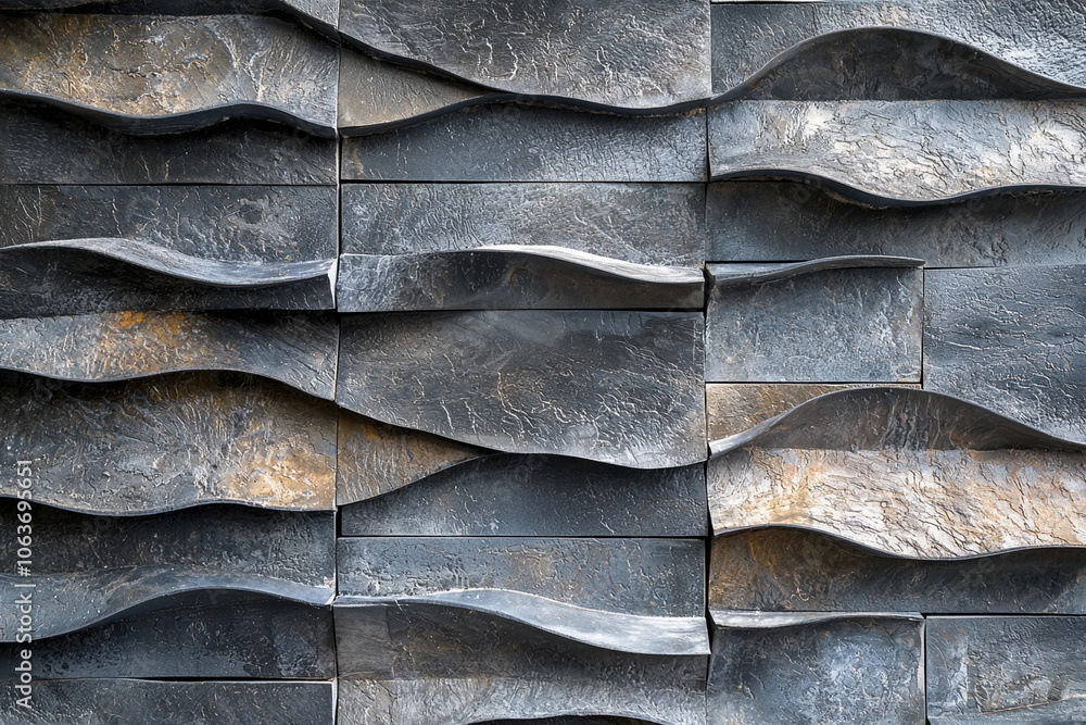 Textured wave-patterned wall tiles in modern interior design Textured wave-patterned wall tiles in modern interior design