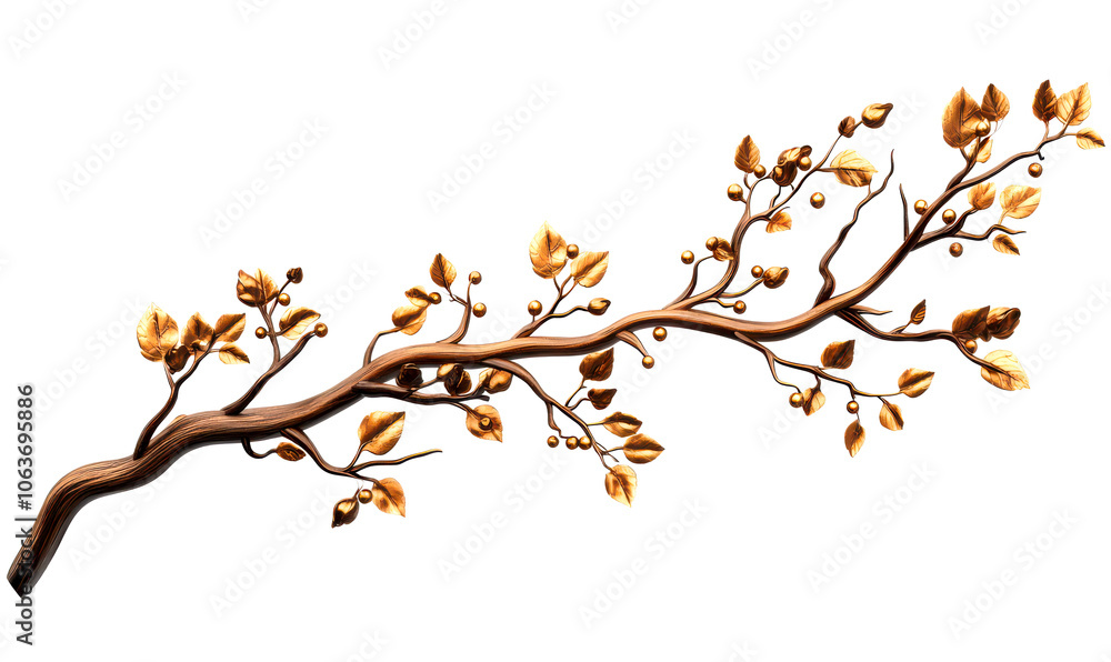 Stylized branch with delicate leaves Isolate on white background. Stylized branch with delicate leaves Isolate on white background.