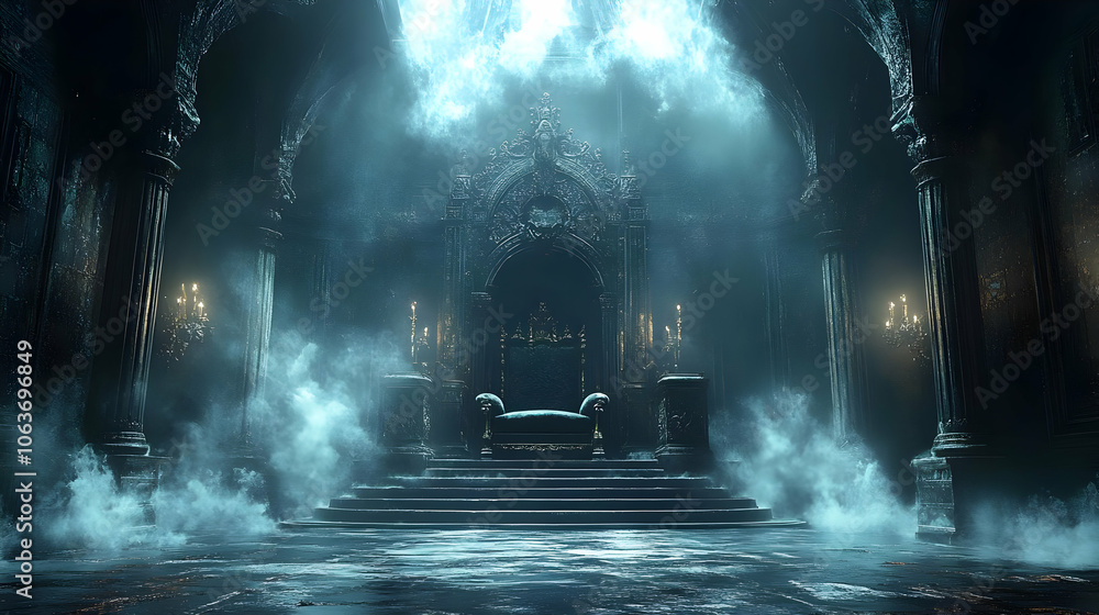 Dark Throne Room - Fantasy 3D Illustration Dark Throne Room - Fantasy 3D Illustration