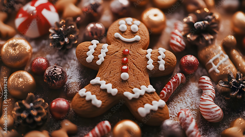 Festive Close-Up of Christmas Gingerbread Cookies Festive Close-Up of Christmas Gingerbread Cookies