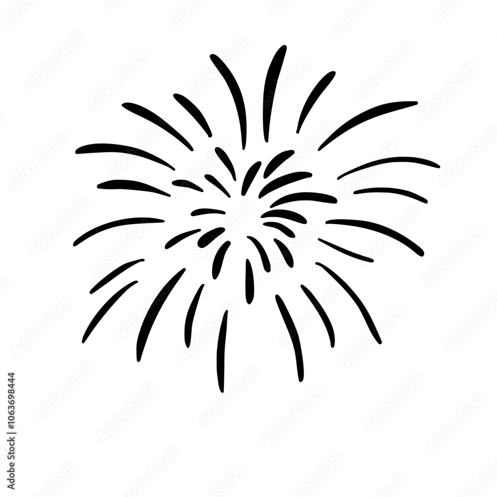 Hand drawn fireworks doodle outline Hand drawn fireworks doodle outline