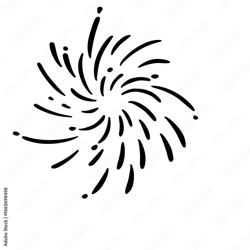 Hand drawn fireworks doodle outline Hand drawn fireworks doodle outline