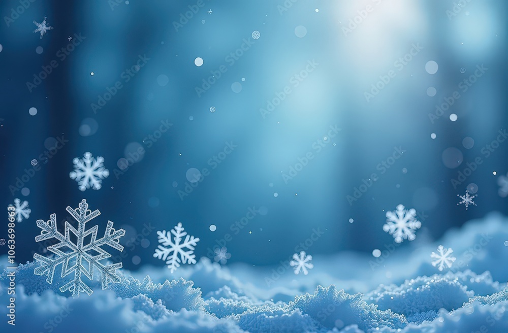 banner, 3d background with frosty snowflakes pattern on blue background, christmas concept banner, 3d background with frosty snowflakes pattern on blue background, christmas concept