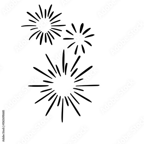 Hand drawn fireworks doodle outline