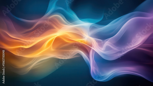 vibrant abstract design featuring swirling colors of blue, orange, and purple, creating sense of movement and energy. Perfect for backgrounds or artistic projects