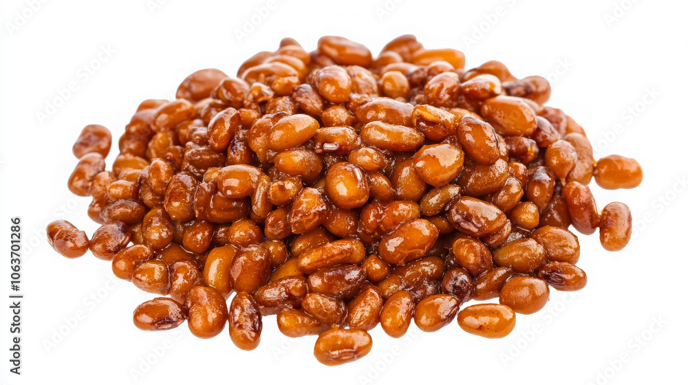 A pile of shiny, cooked brown beans, likely used in various culinary dishes. A pile of shiny, cooked brown beans, likely used in various culinary dishes.
