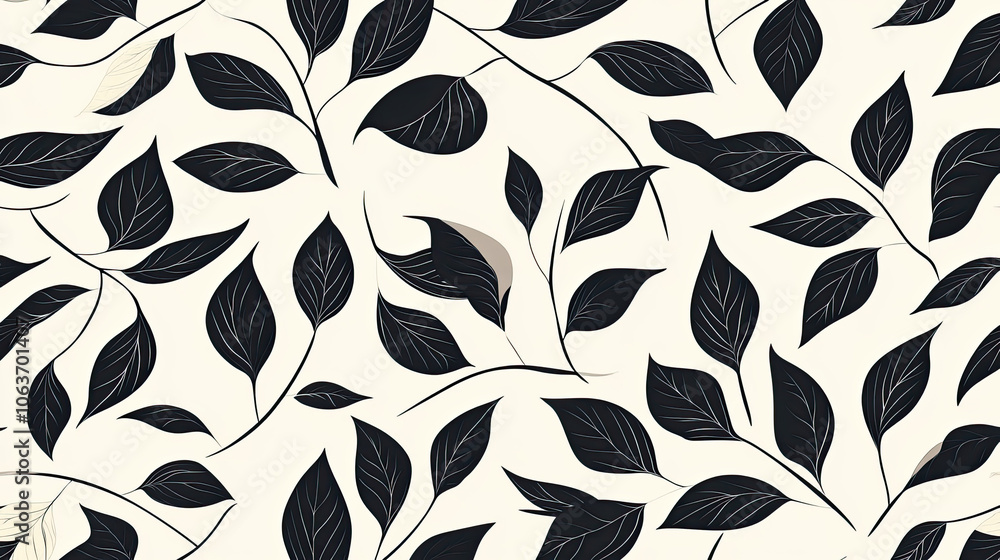 Create minimalist abstract seamless pattern with leaf silhouettes in monochrome tones Create minimalist abstract seamless pattern with leaf silhouettes in monochrome tones