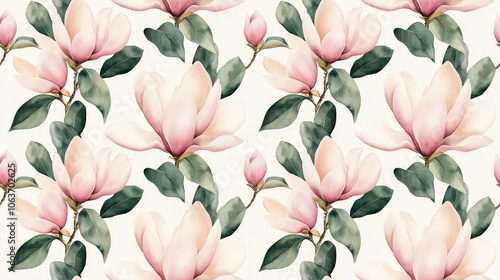 Wallpaper Mural Seamless watercolor pattern featuring magnolia flowers and lush leaves perfect for textile design and home decor Torontodigital.ca