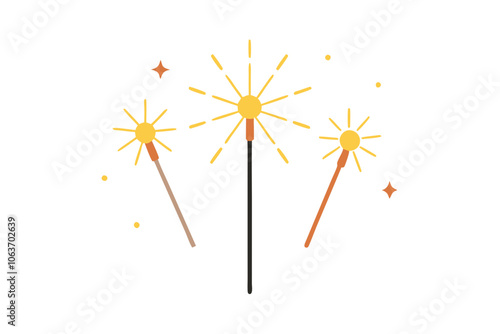 New Year Sparklers | isolated vector illustration on white background