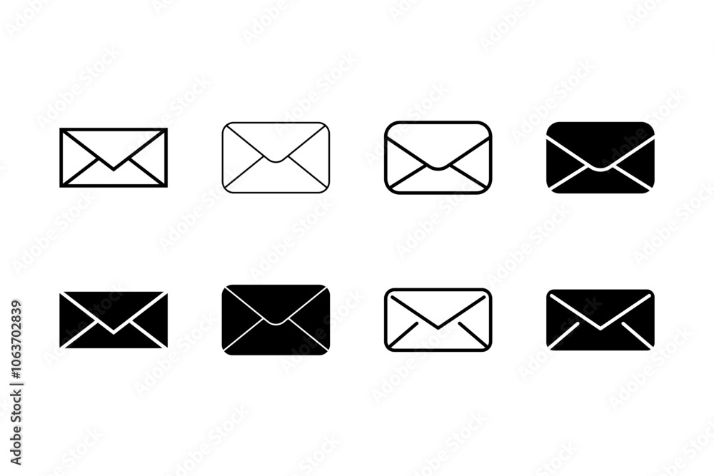 Mail icon set, envelope icon, Message icon vector for web, computer and mobile app on white background Mail icon set, envelope icon, Message icon vector for web, computer and mobile app on white background