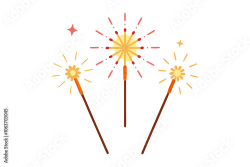 New Year Sparklers | isolated vector illustration on white background