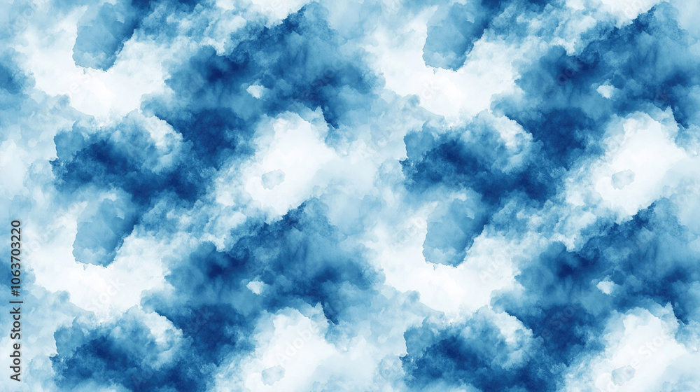 Fototapeta premium Seamless abstract watercolor pattern featuring blurry shades of cloudy blue sky perfect for text design and creative projects