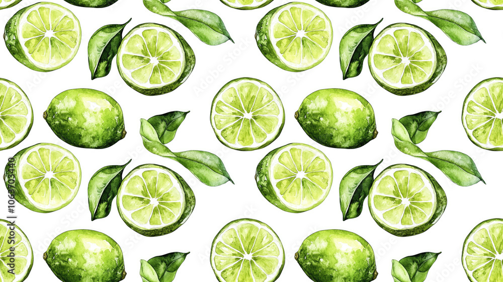 Seamless watercolor pattern featuring hand drawn half limes on a clean white background decorative design kitchen decor Seamless watercolor pattern featuring hand drawn half limes on a clean white background decorative design kitchen decor